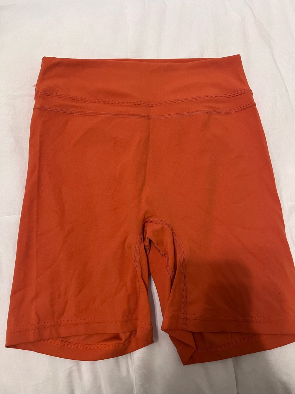 High-Rise Bike Shorts in Rust Orange